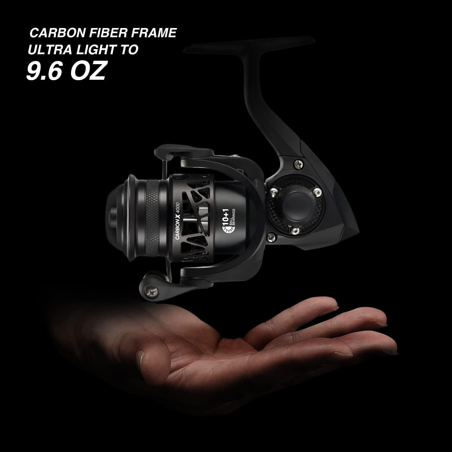 imagePiscifun Carbon X Spinning Reels Light to 51oz Carbon Frame and Rotor 33LBs Max Drag 101 Shielded BB 521621 High Speed Gear Ratio Smooth Powerful Saltwater Freshwater Spinning ReelStandard Handle